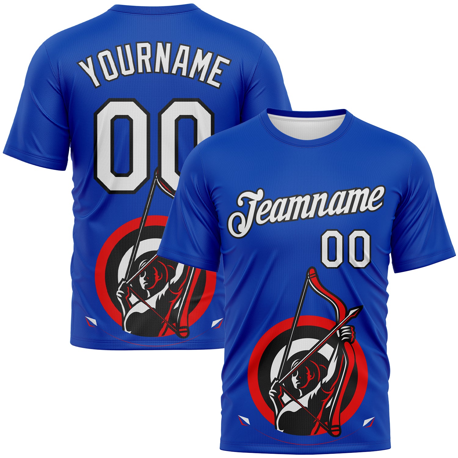 Custom Thunder Blue White-Black 3D Pattern Design Arrow Archery Bow Target Performance T-Shirt