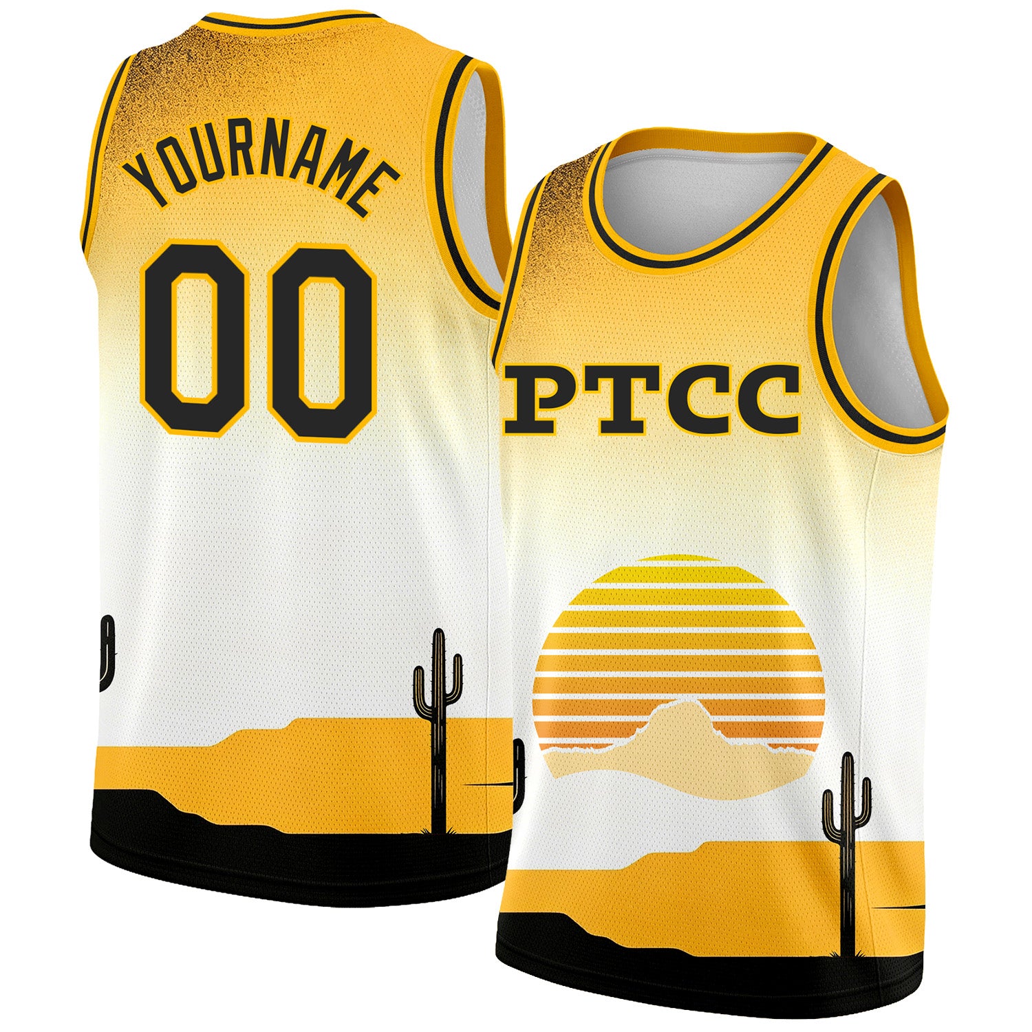 Custom White Black-Gold PTCC Authentic Basketball Jersey