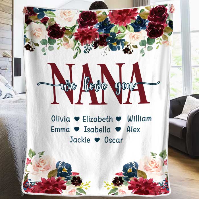Grandma We Love You Personalized Custom Blanket, Sentimental Gift for Grandma, Grandparents, Christmas