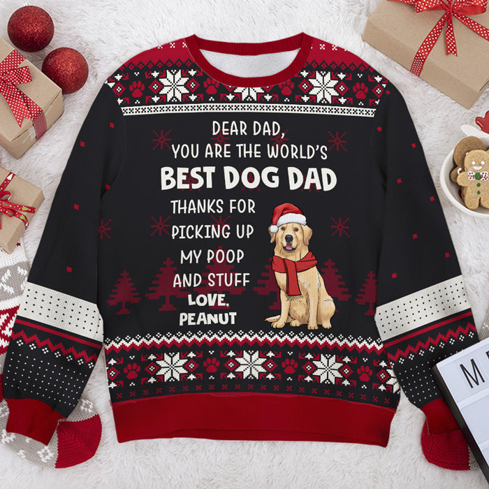 Personalized Dog Dad Mom Ugly Christmas Sweatshirt, Custom Unisex Dog Lover Gift