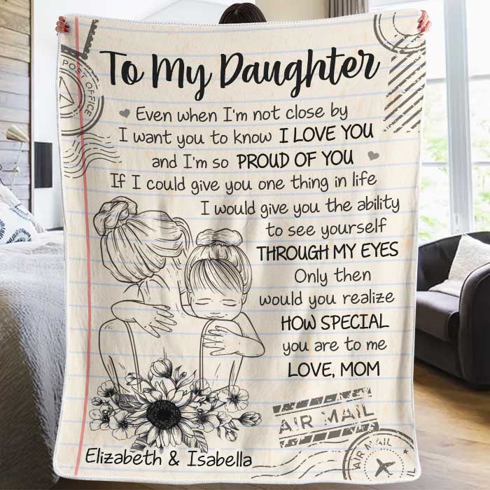 I'm So Proud of You Personalized Mom to Daughter Blanket, Meaningful Gift for Daughter