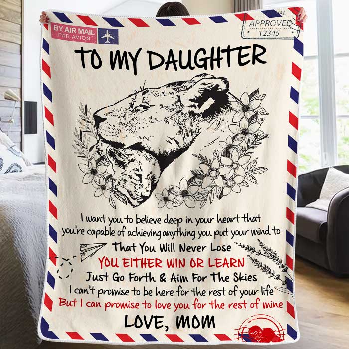 Heartfelt Mom to Daughter Blanket, Family Appreciation Gift with Loving Message