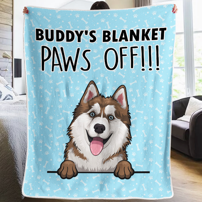 Personalized Paws Off It's My Blanket Dog Lover Gift Blanket for Pet Owners