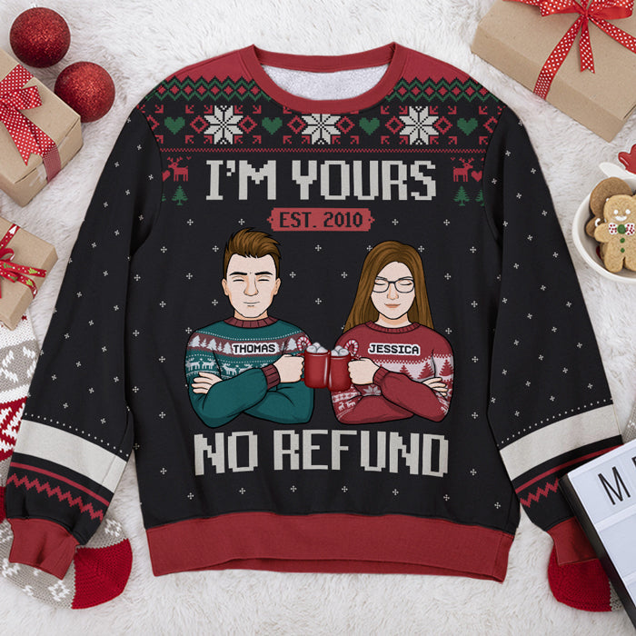 Personalized We Belong To Each Other Ugly Christmas Sweatshirt for Couples, Custom Unisex Gift