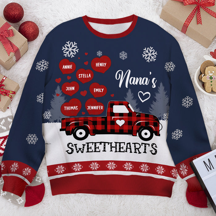 Nana's Little Sweethearts Personalized Unisex Ugly Christmas Sweatshirt Gift for Grandma