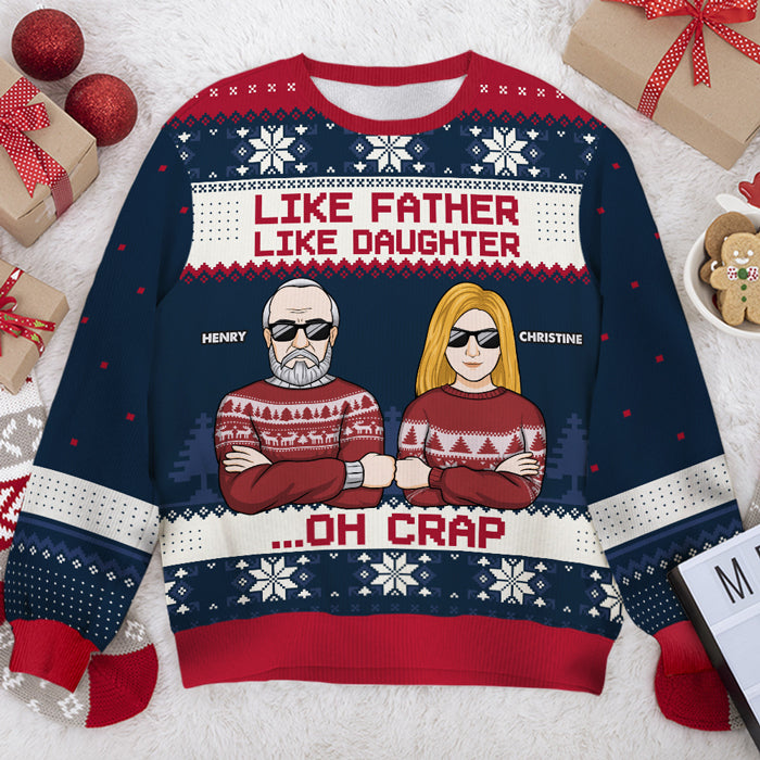Like Parents Like Child Personalized Unisex Ugly Christmas Wool Sweatshirt, All-Over-Print Family Gift