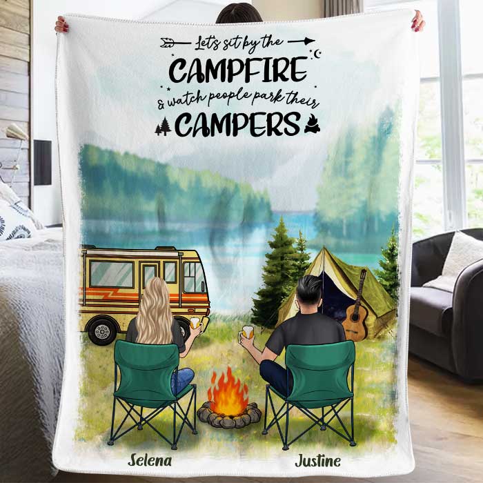 Making Memories One Campsite at a Time Personalized Blanket, Camping Couple Gift for Husband and Wife