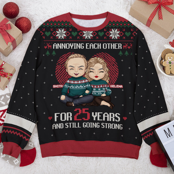 Personalized Unisex Ugly Christmas Sweatshirt for Couples, Annoying Each Other Anniversary Gift