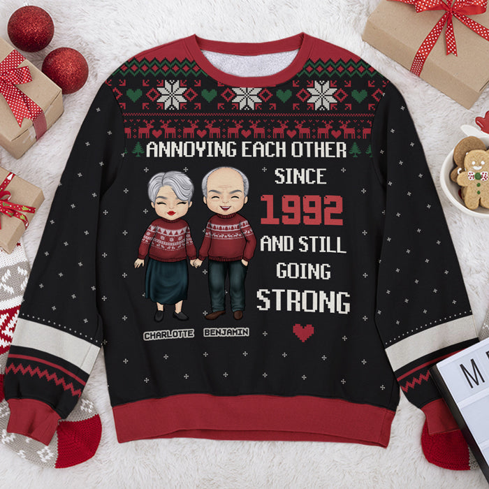 Personalized Annoying Each Other Since Ugly Christmas Unisex Sweatshirt, Couple Anniversary Gift