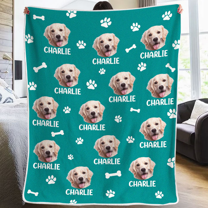 Love Has Four Paws Personalized Photo Blanket, Custom Pet Lover Gift for Christmas