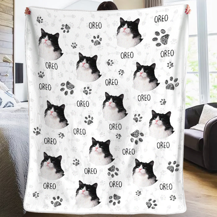 Personalized Cat Photo Blanket, Colorful Upload Pet Image Gift for Cat Lovers