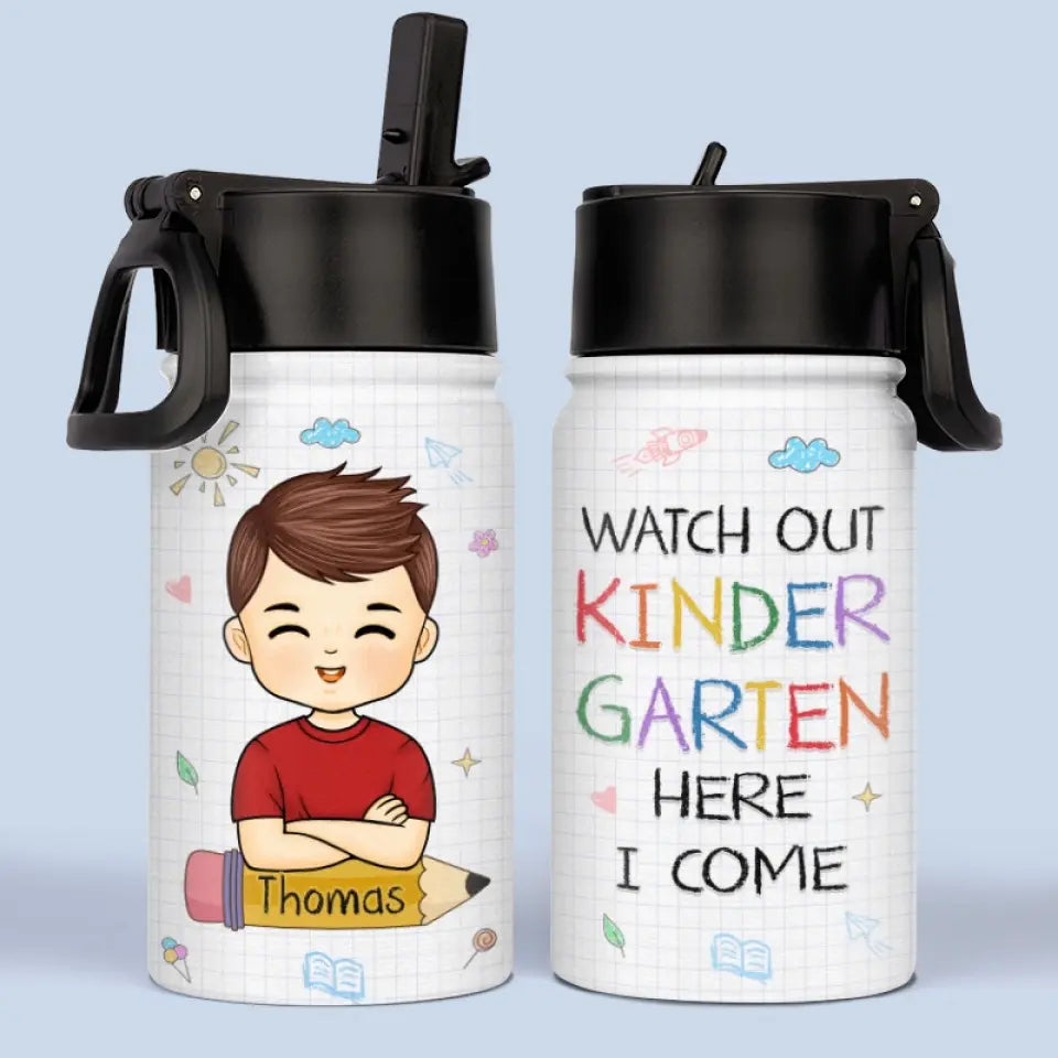 Personalized First Grade Kid Water Bottle - Watch Out First Grade Back to School Gift for Kids