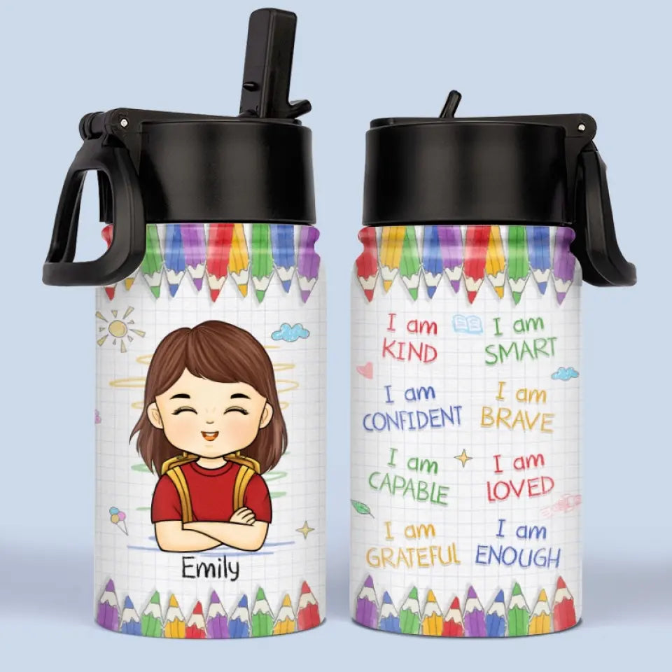 Personalized Custom Kids Water Bottle, I'm Back Back to School Gift for Kids and Grandkids