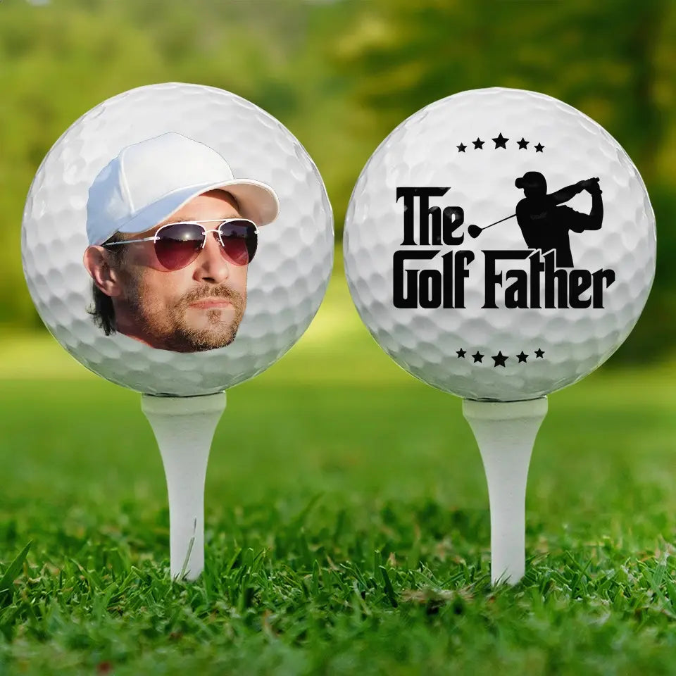 Personalized The Golf Father Custom Photo Golf Ball, Family Gift for Dad and Golf Lovers