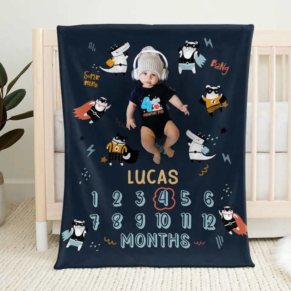 Custom Photo Warm Hug Personalized Baby Blanket, Family Gift for Newborns, Babies and Kids