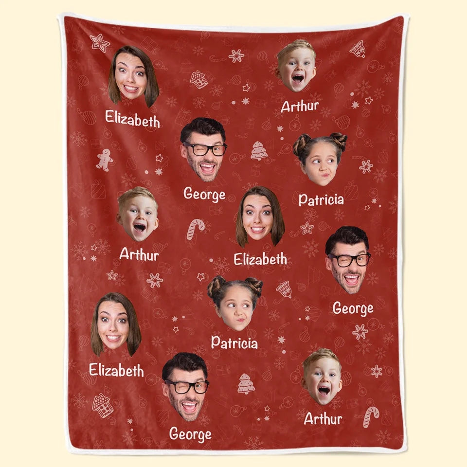 Personalized Family Photo Christmas Blanket, Custom Unwrap Yourself the Merriest Holidays Gift