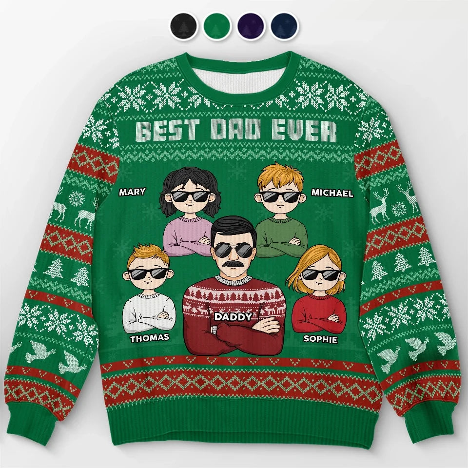 Christmas Joy Family Personalized Custom Ugly Sweatshirt, Unisex Wool Jumper Gift for Family Members