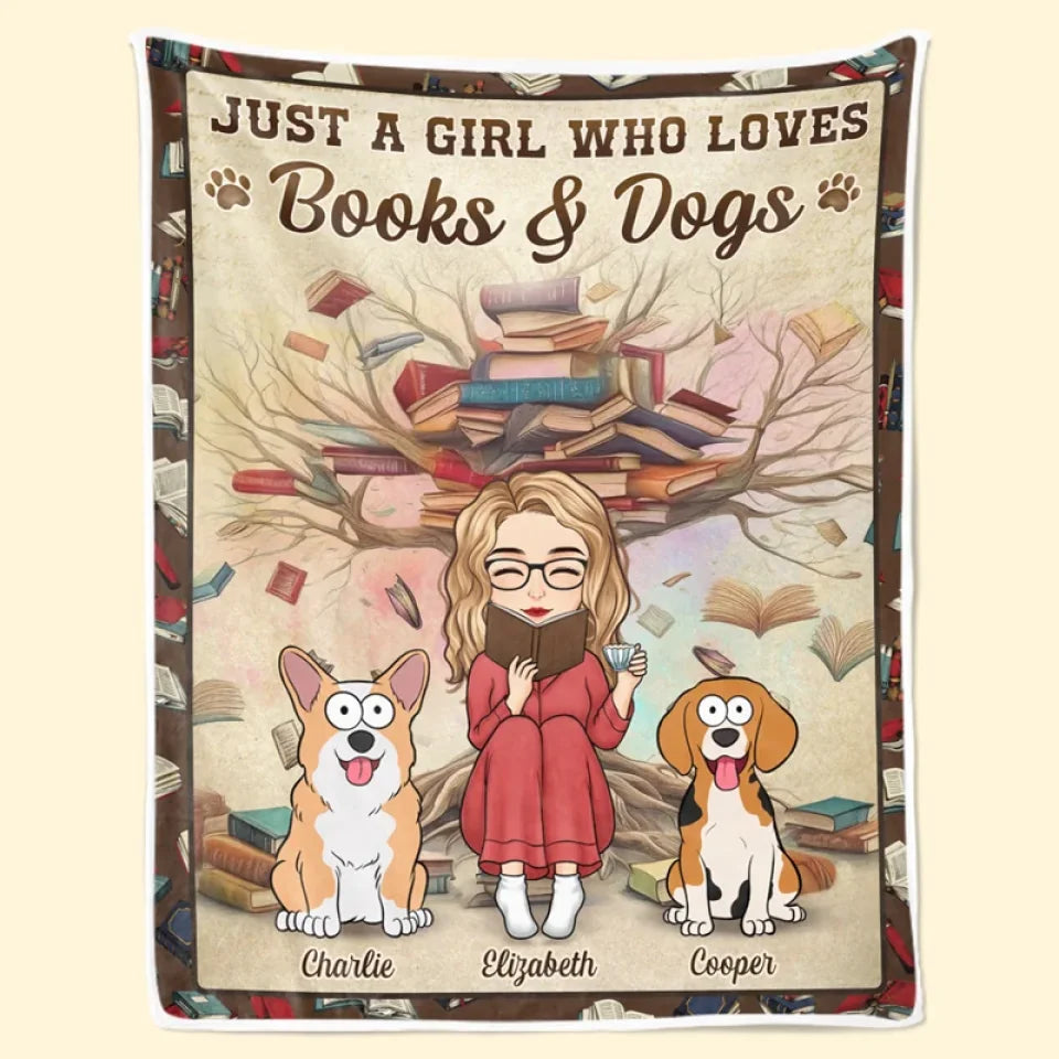 Personalized Dog & Cat Custom Blanket for Book Lovers, Pet Owners Gift, Between Pages and Paws