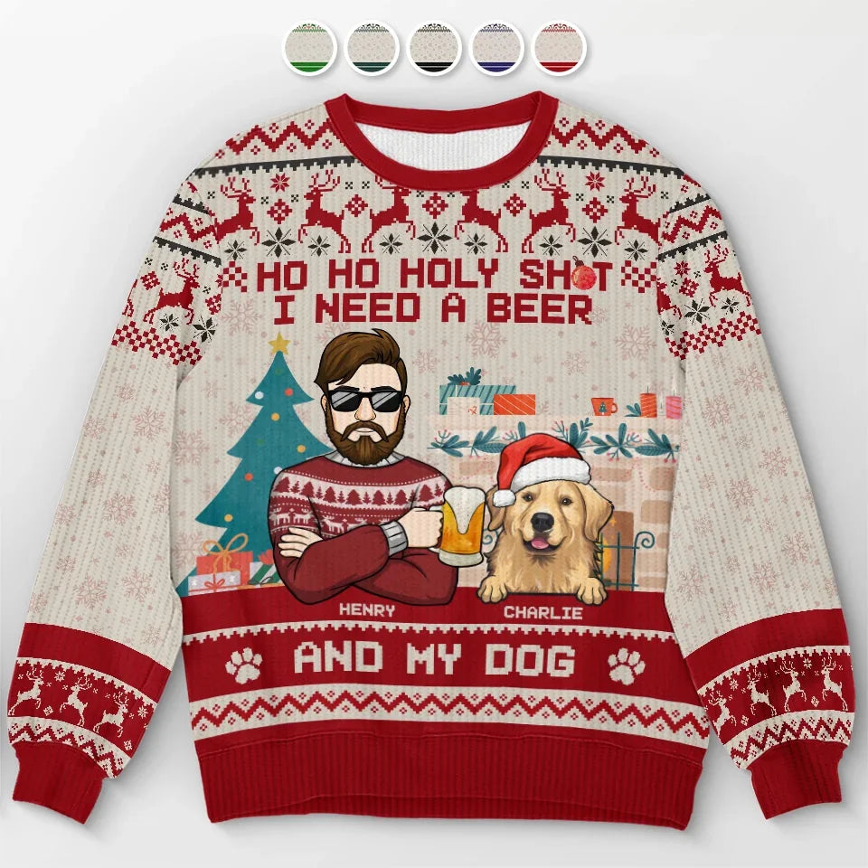 Personalized Ugly Christmas Sweatshirt for Pet Owners, Dog & Cat Beer Cuddle Unisex Jumper