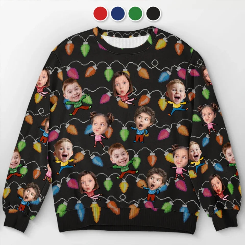 Custom Photo Celebrate The Season With Laughter And Love Family Personalized Ugly Christmas Sweatshirt