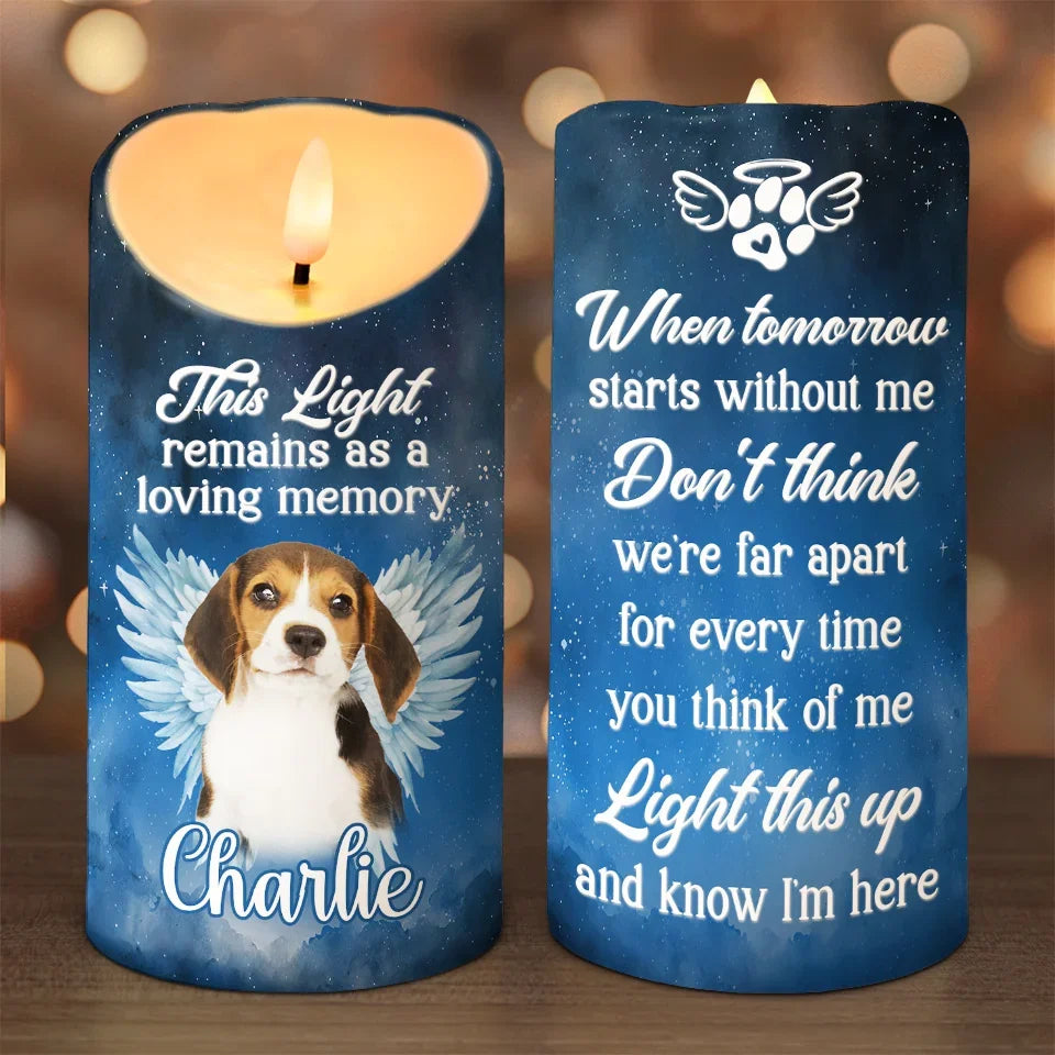 Personalized Pet Memorial LED Candle with Custom Photo, Forever Our Faithful Companion Sympathy Gift