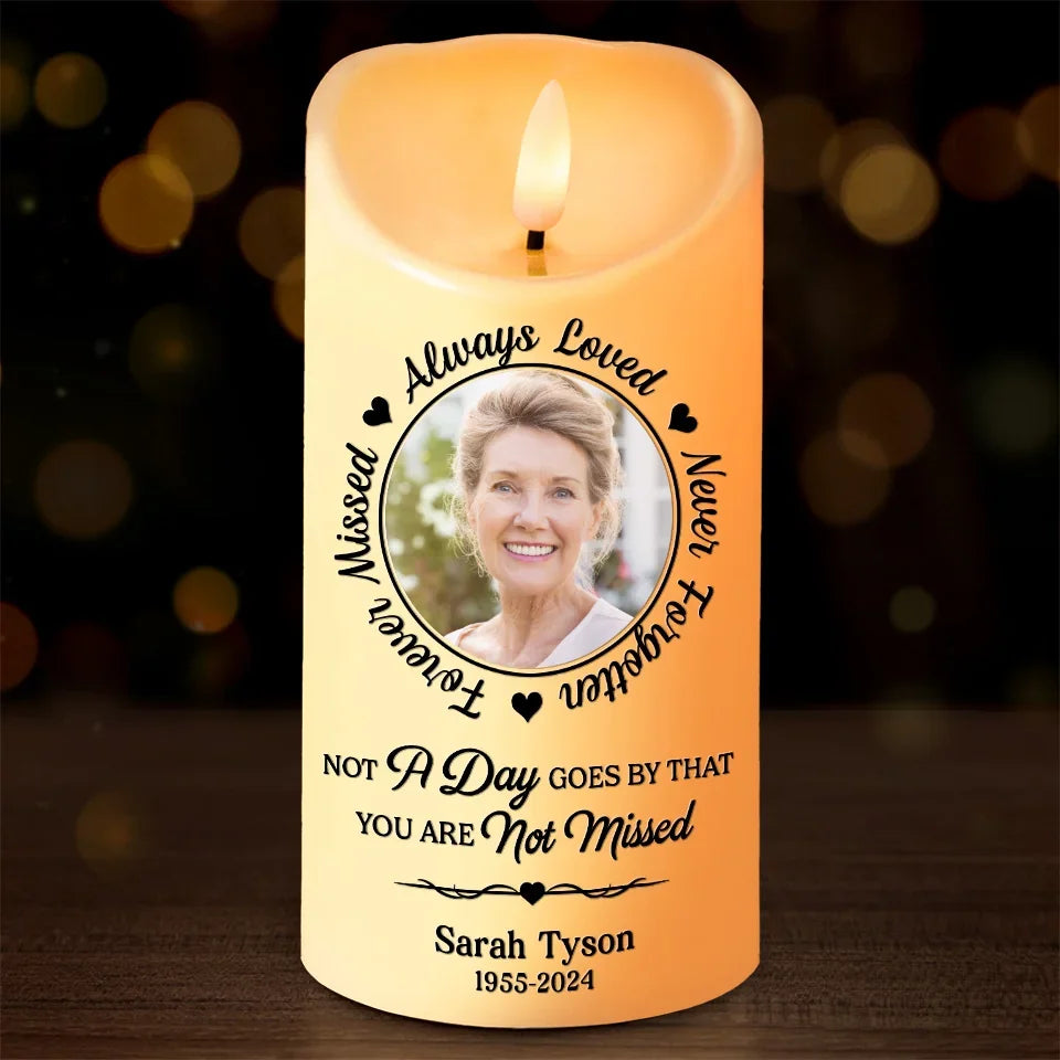 Custom Photo We Miss You and Love You Always Memorial Personalized LED Candle Sympathy Gift