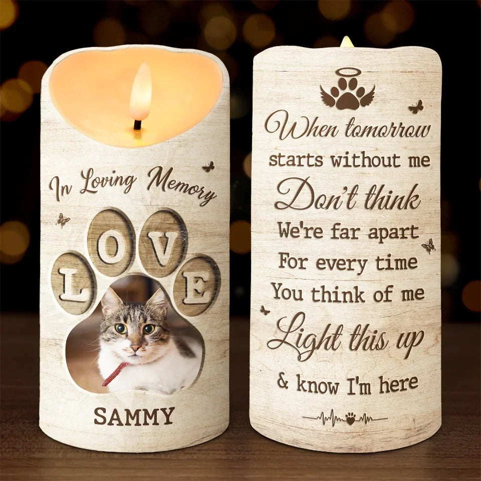 Custom Photo Memorial Personalized LED Candle, Forever Missed Sympathy Gift for Pet Owners and Pet Lovers