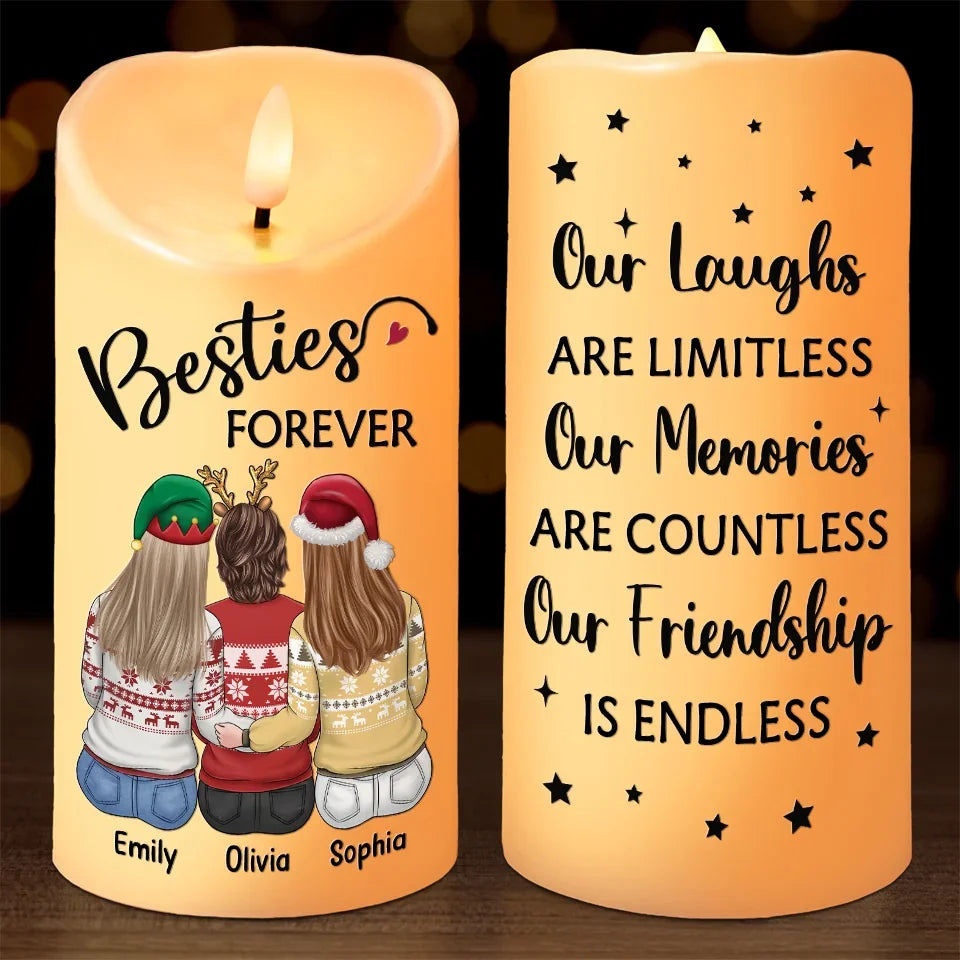 Personalized Thank You For Being My Sista LED Candle Christmas Gift for Bestie BFF Sister
