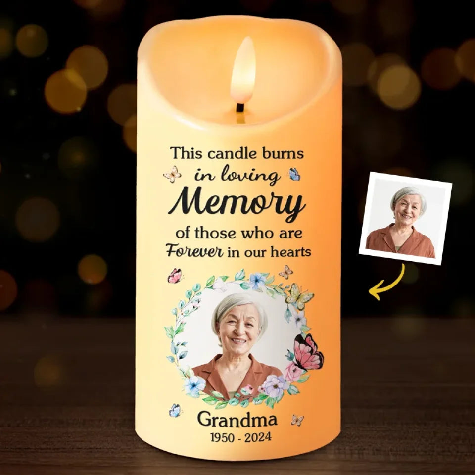 Custom Photo LED Candle Personalized Christmas Memorial Sympathy Gift for Loss of Mom or Dad