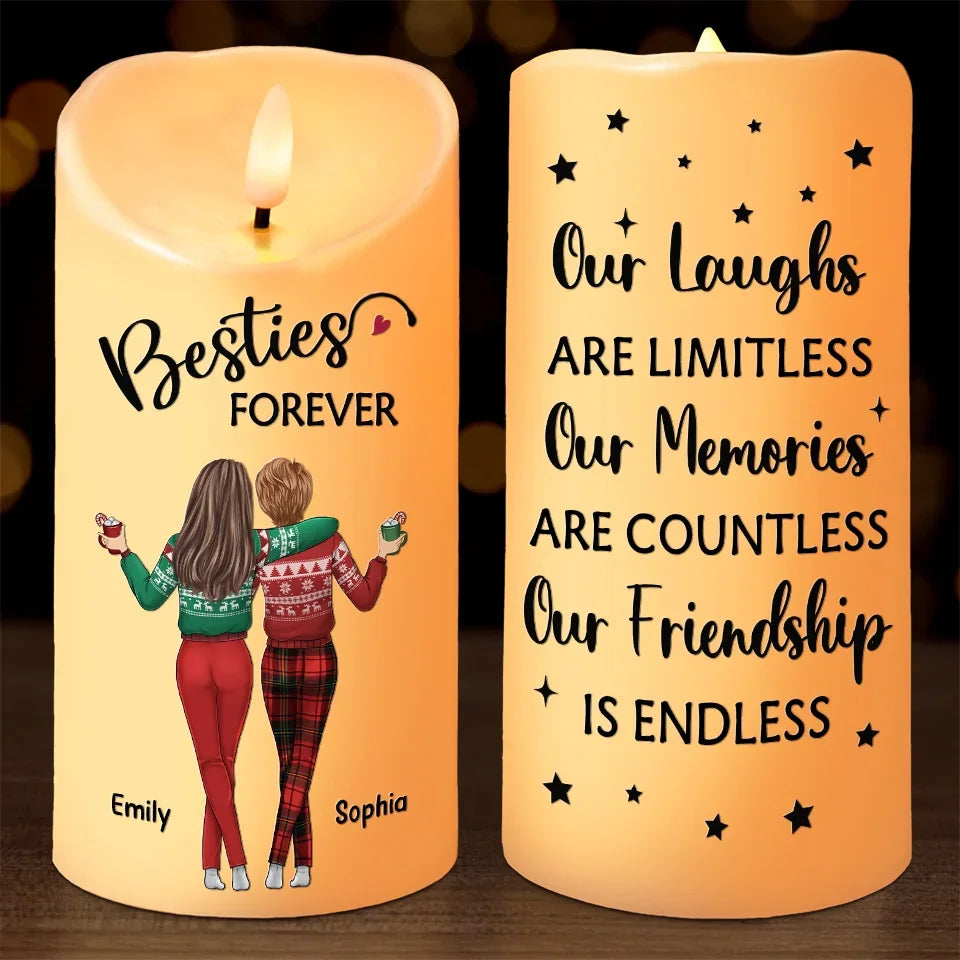 Personalized Besties LED Candle, Wonderful Christmastime Custom Christmas Gift for Best Friends