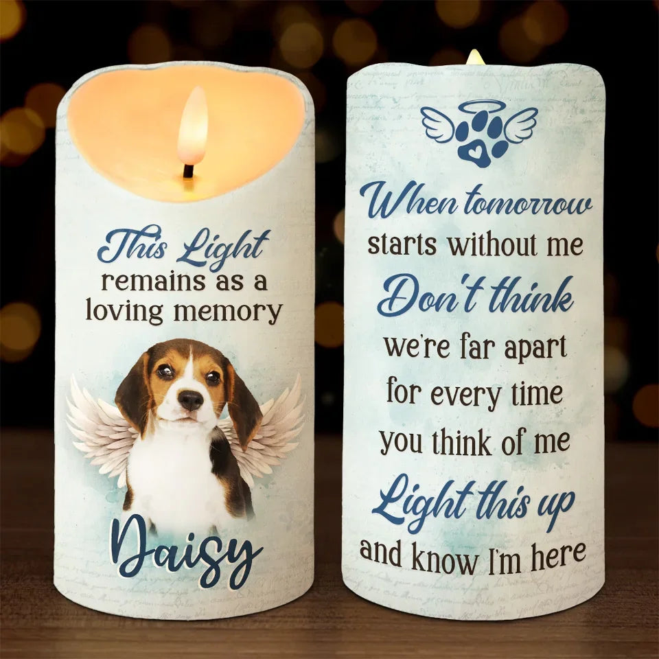 Personalized Pet Memorial LED Candle with Custom Photo, Sympathy Gift for Pet Owners