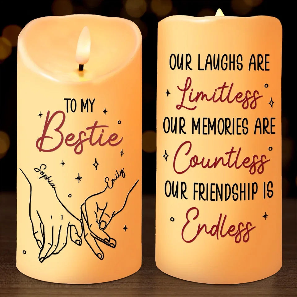 Personalized Best Friends Forever LED Candle, Custom BFF Christmas Gift for Besties and Sisters