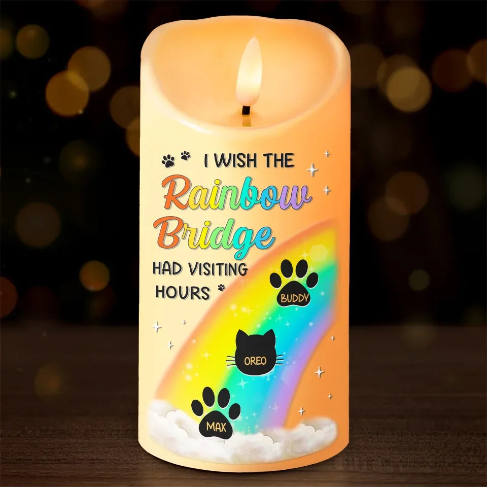 Personalized Rainbow Bridge Pet Memorial LED Candle, Sympathy Gift for Pet Owners and Pet Lovers