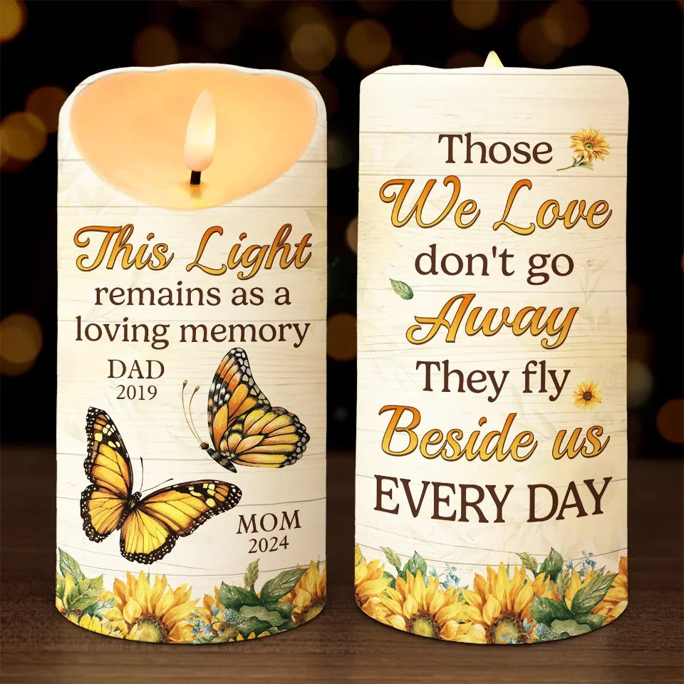 Though You Flew Away Your Spirit Remains Personalized Memorial LED Candle Sympathy Gift