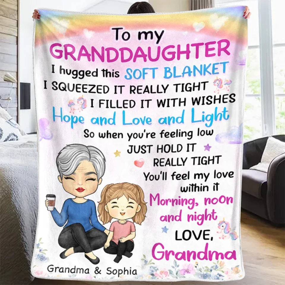 I Love That You're My Grandma Personalized Family Blanket, Custom Christmas Gift for Grandma, Grandpa and Grandkids