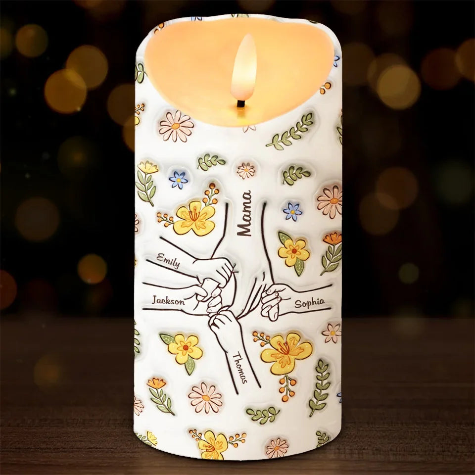 Personalized The Heart of a Mother 3D Inflated Effect Printed LED Candle Christmas Gift for Mom or Grandma