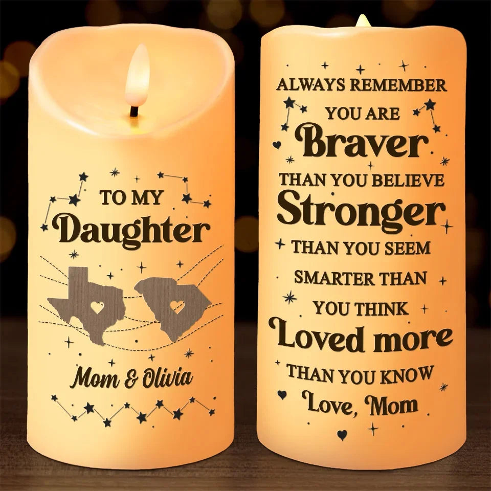 Personalized Family LED Candle, Always Remember You Are Stronger Than You Seem, Christmas Gift for Mom or Daughter