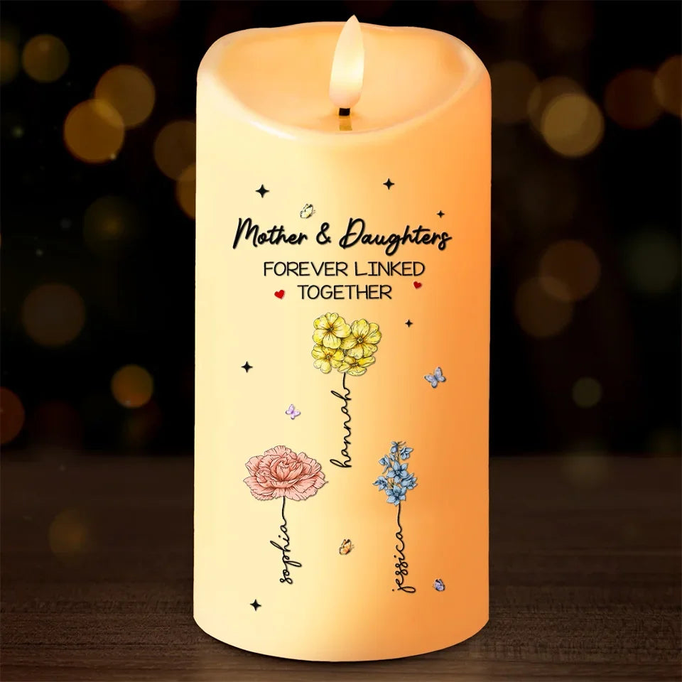 Personalized Family LED Candle Your Smile Fills My Heart With Joy Christmas Gift for Mom or Daughter