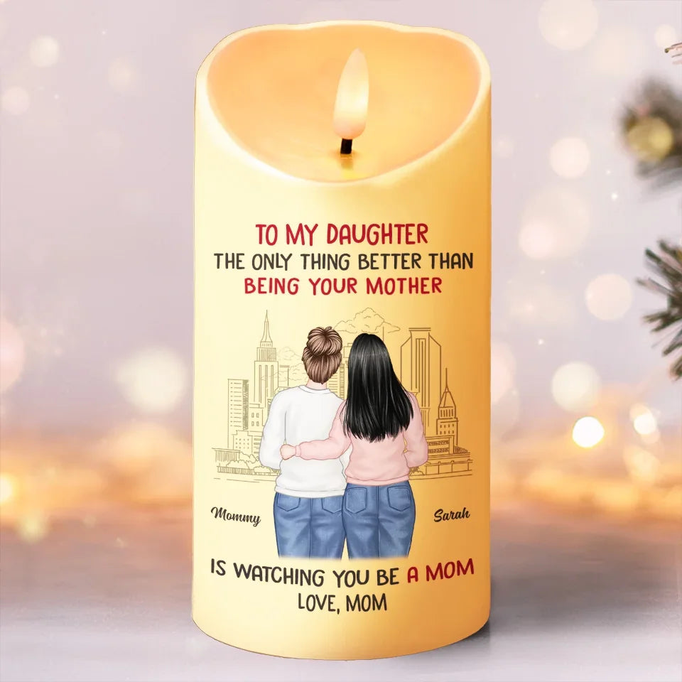 My Daughter My Heart Personalized LED Candle, Custom Family Christmas Gift for Mom or Daughter