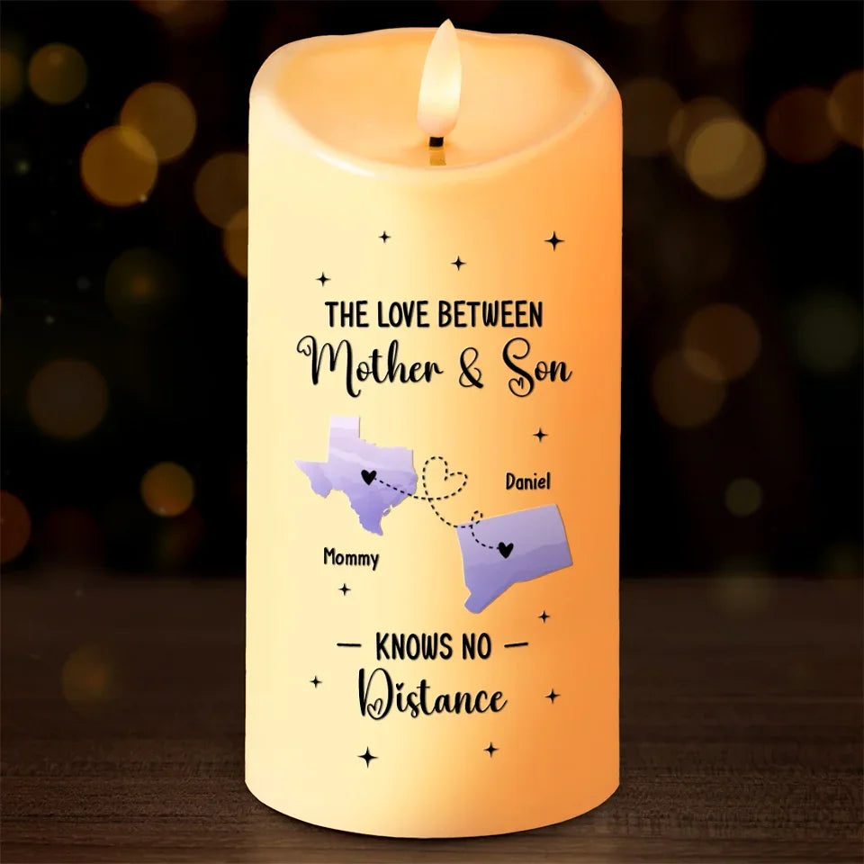 Personalized Family LED Candle, The Love Between Us Knows No Distance, Christmas Gift for Mom Daughter Son