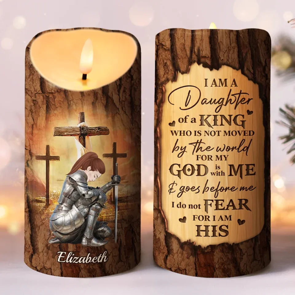 Personalized Warrior of God LED Candle, Son of the King Christian Christmas Gift for Family