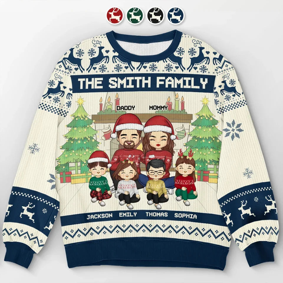 Personalized Family Ugly Christmas Sweatshirt, From Home To Home Unisex Wool Jumper Gift