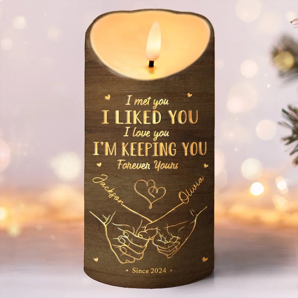 With You I’m Never Lost Personalized Custom LED Candle for Couples, Christmas Anniversary Gift