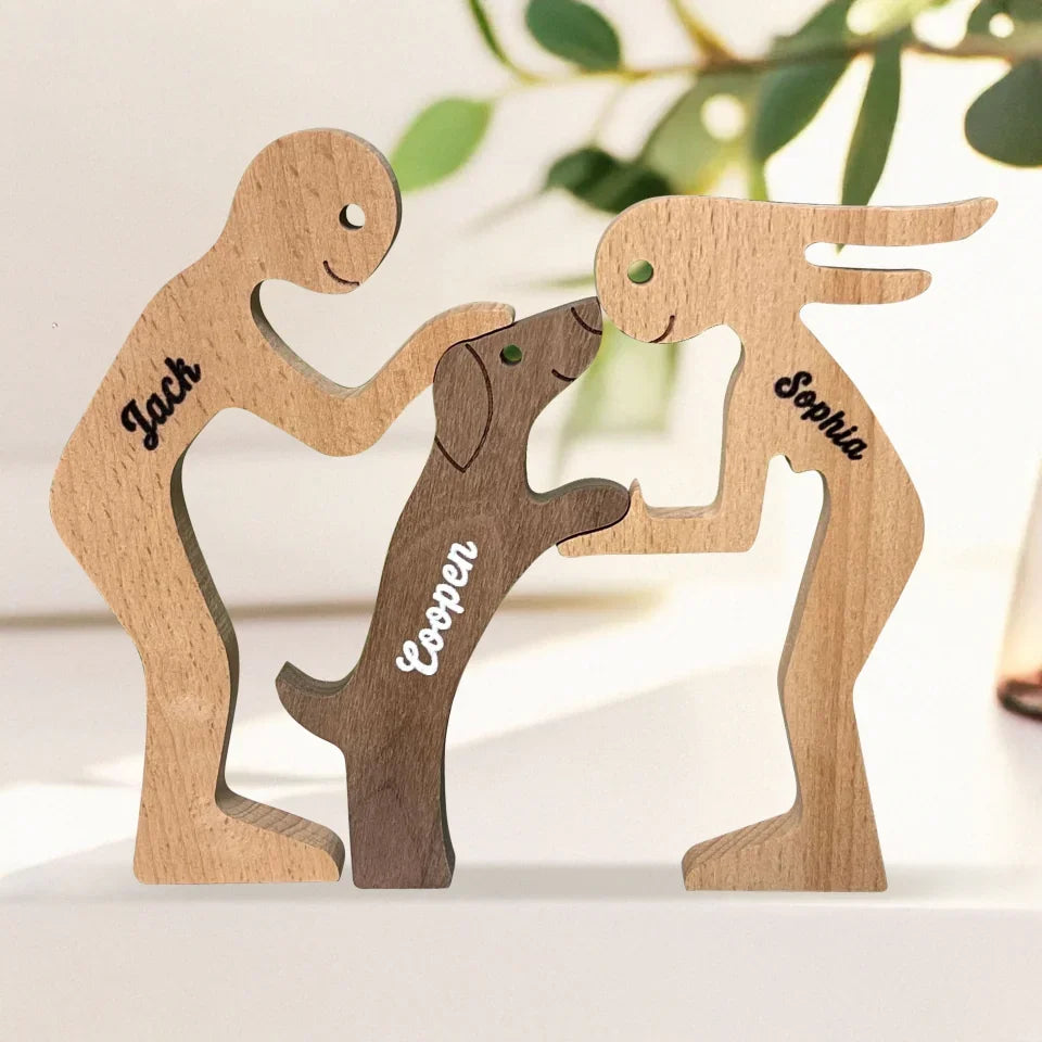 Personalized Custom Name Three-Figure Sculpture Display Decor, Custom Family Gift