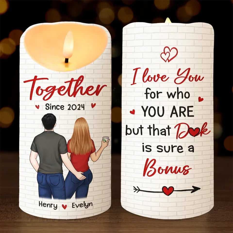 Personalized Couple LED Candle, You Make My Heart Smile, Romantic Christmas or Anniversary Gift