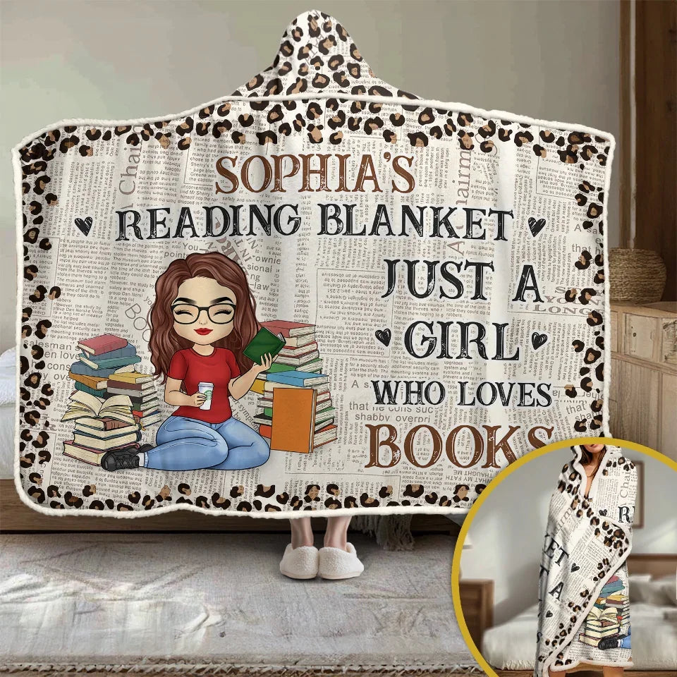 Lost In A Good Book Personalized Snuggle Blanket Hoodie Blanket, Christmas Gift for Book Lovers