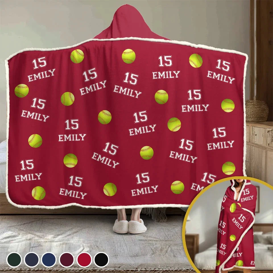 Personalized Play Hard Play Smart Hoodie Snuggle Blanket, Custom Christmas Gift for Sports Lovers