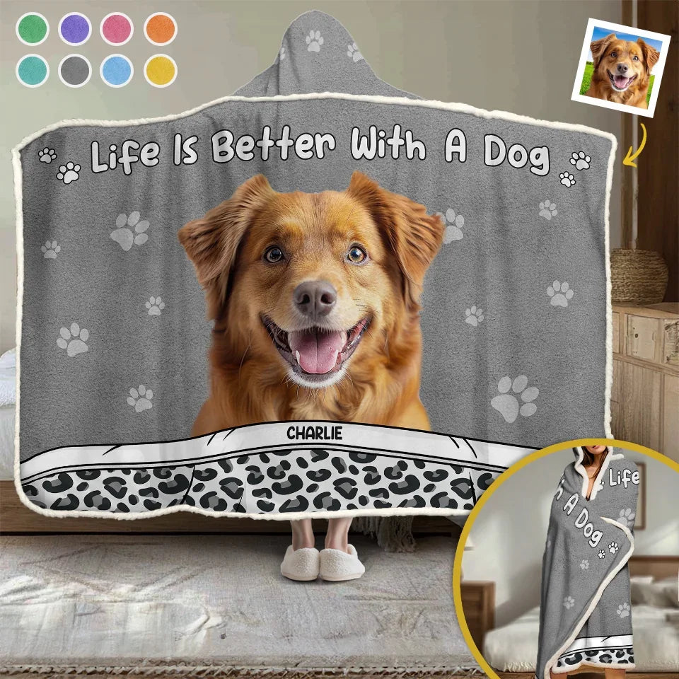Custom Photo Life Is Better With Fur Babies Personalized Snuggle Blanket for Pet Owners Christmas Gift