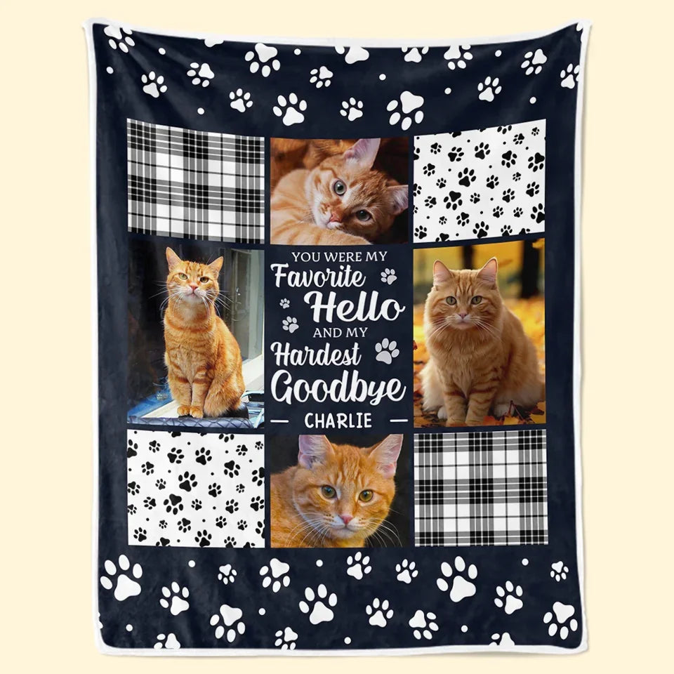 Custom Photo You Were My Hardest Goodbye Memorial Personalized Blanket Sympathy Gift for Pet Owners