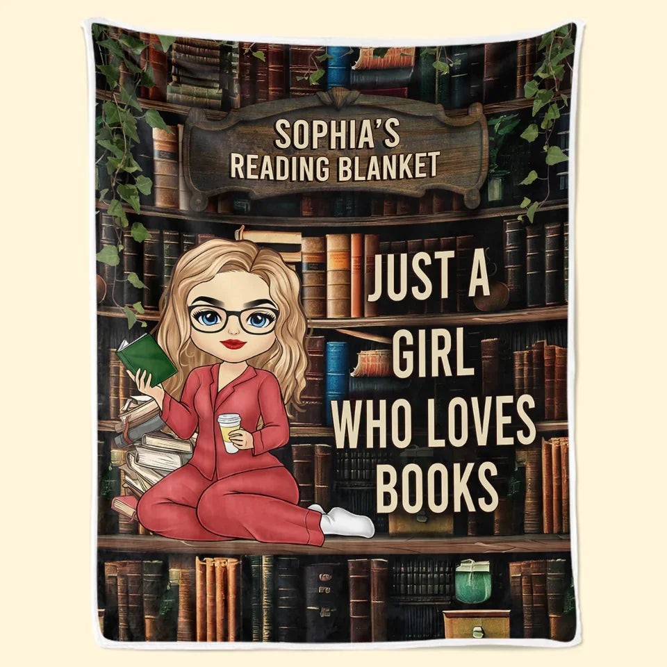 Lost In The World Of Books Personalized Custom Blanket, Cozy Gift for Book Lovers